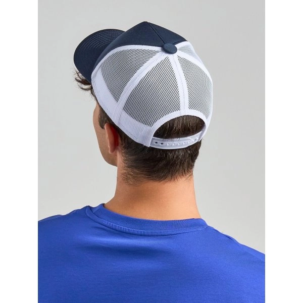 Immagine Cappello a 5 pannelli, pannello frontale strutturato, interno della visiera in plastica riciclata, chiusura snap-back, - Record-S