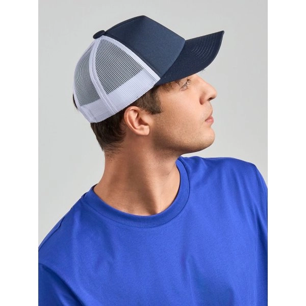 Immagine Cappello a 5 pannelli, pannello frontale strutturato, interno della visiera in plastica riciclata, chiusura snap-back, - Record-S
