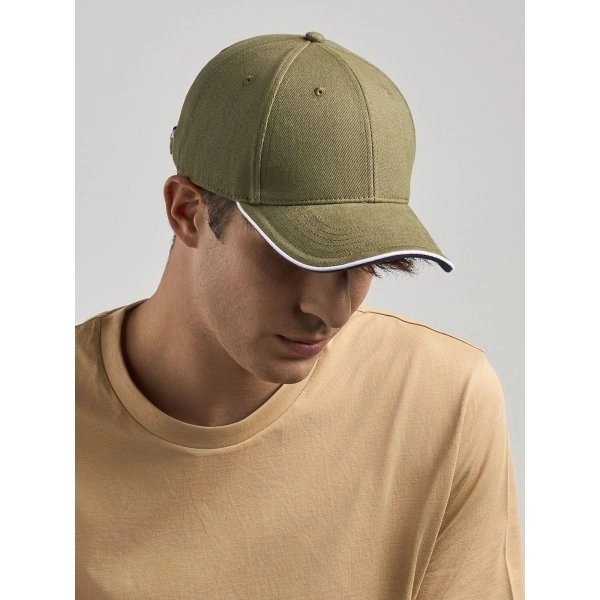 Immagine Cappello a 6 pannelli in cotone twill spazzolato effetto pesca - Pilot piping sandwich-S