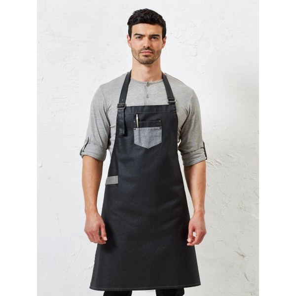 Immagine Division Waxed Look Denim With Faux Leather ather