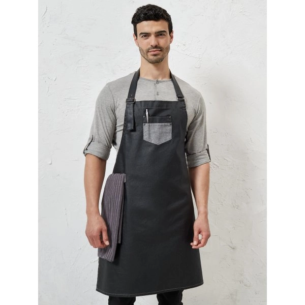 Immagine Division Waxed Look Denim With Faux Leather ather