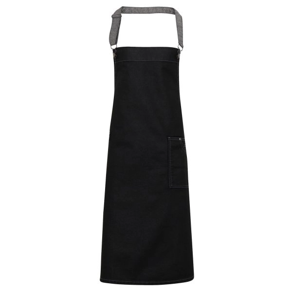 Immagine District Waxed Look Denim Bib Apron