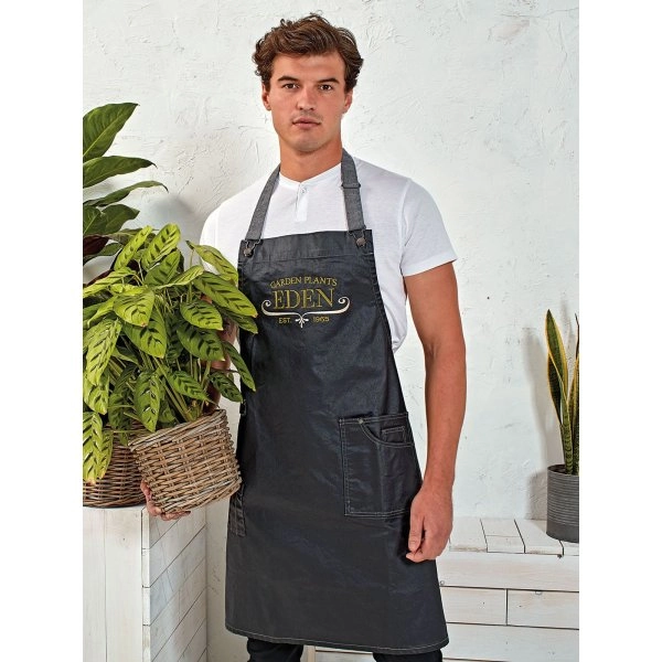 Immagine District Waxed Look Denim Bib Apron