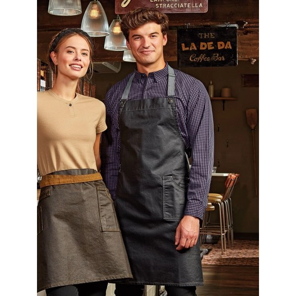 Immagine District Waxed Look Denim Bib Apron