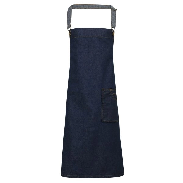 Immagine District Waxed Look Denim Bib Apron