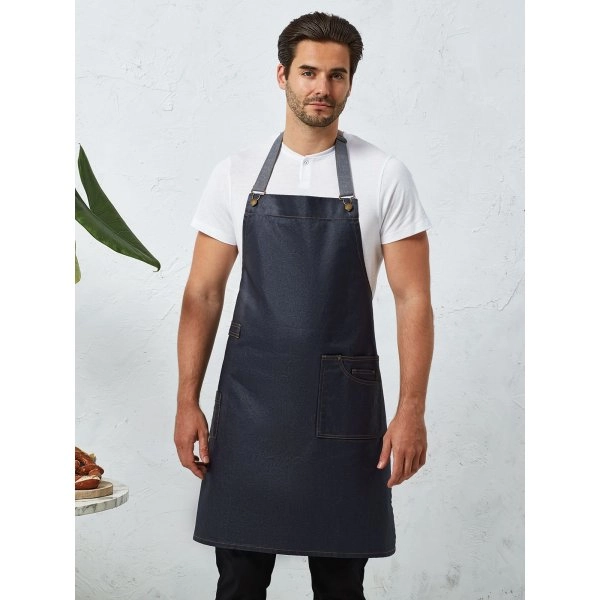 Immagine District Waxed Look Denim Bib Apron