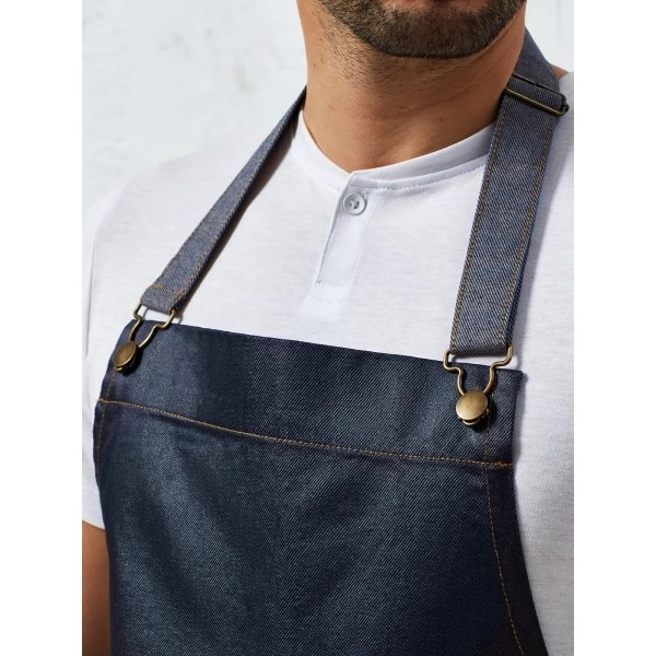 Immagine District Waxed Look Denim Bib Apron
