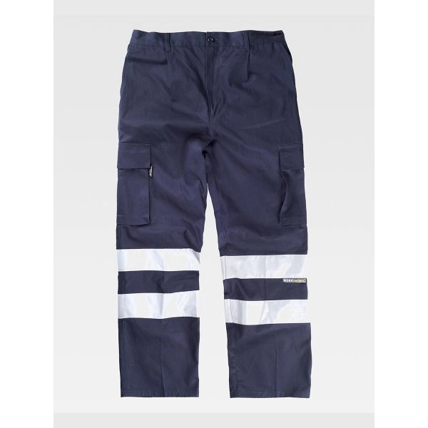 PANTALONE DA LAVORO MULTITASCHE BANDE RIFRANGENTI