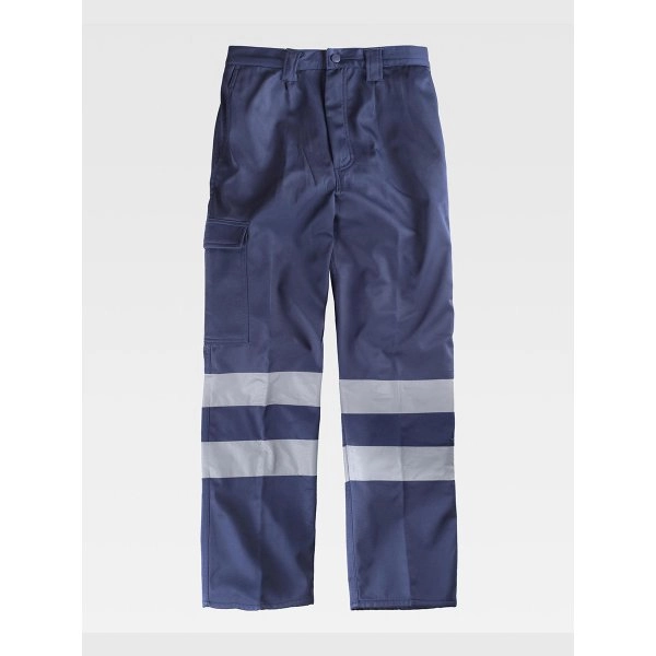 PANTALONE DA LAVORO MULTITASCHE INTERNO IN PILE BANDE RIFRANGENTI