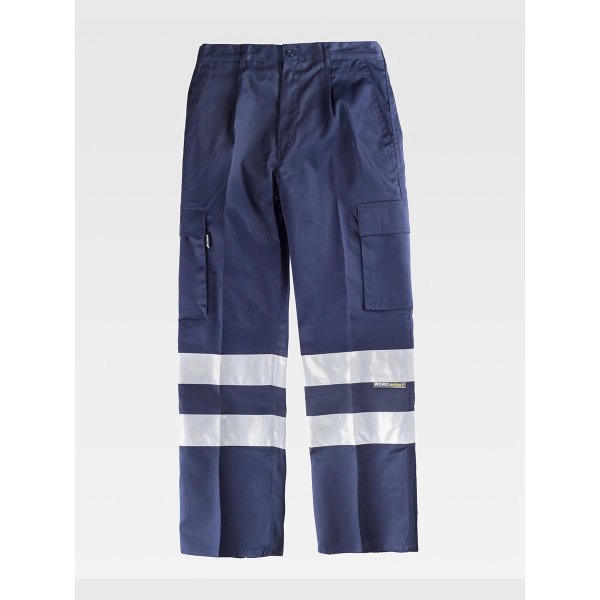 PANTALONE DA LAVORO MULTITASCHE BANDE RIFRANGENTI