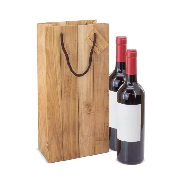 Immagine BUSTA IN CARTA EFFETTO LEGNO 2 BOTTIGLIE 