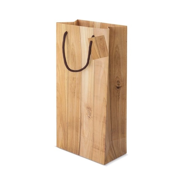 BUSTA IN CARTA EFFETTO LEGNO 2 BOTTIGLIE 