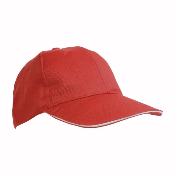 Cappellino in cotone/polyester, 6 pannelli con visiera sandwich