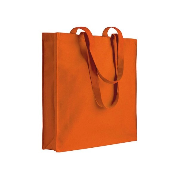 Shopper con soffietto in canvas 280 g/m2, manici lunghi