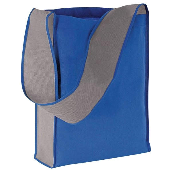 Shopper bicolore in TNT, tracolla e soffietto