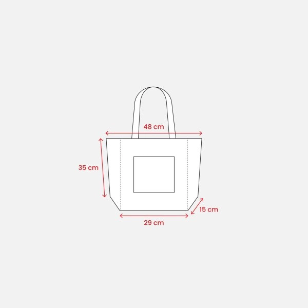 Immagine Shopper con soffietto alla base in juta con manici e tasca esterna (18 x 15 cm) in cotone