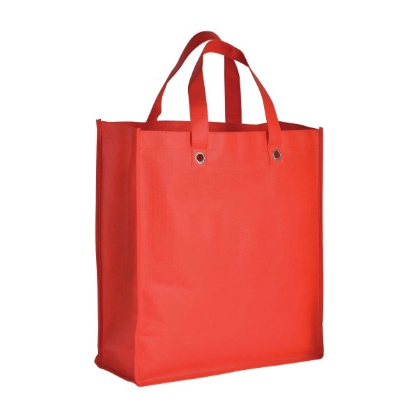 Immagine Shopper ripiegabile con soffietto in TNT 80g/m2 cucito, manici corti