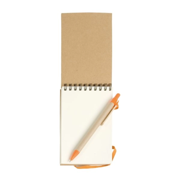 Immagine Block notes ad anelli in carta riciclata, fogli bianchi (70 pag.) con penna in cartone