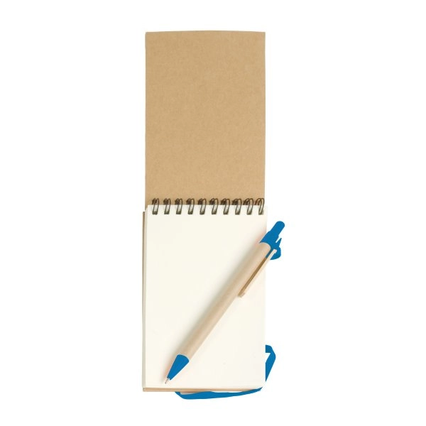 Immagine Block notes ad anelli in carta riciclata, fogli bianchi (70 pag.) con penna in cartone
