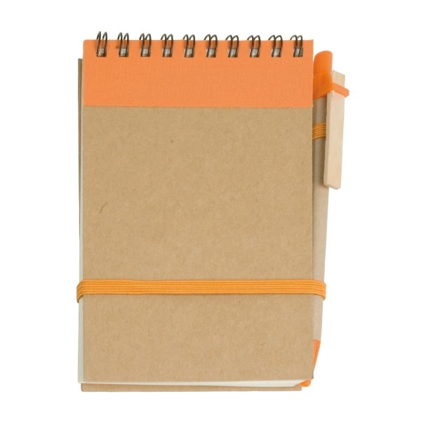 Immagine Block notes ad anelli in carta riciclata, fogli bianchi (70 pag.) con penna in cartone