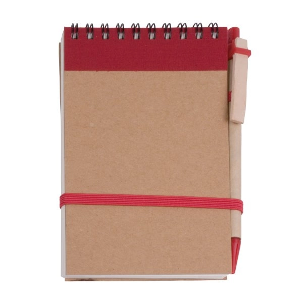 Immagine Block notes ad anelli in carta riciclata, fogli bianchi (70 pag.) con penna in cartone