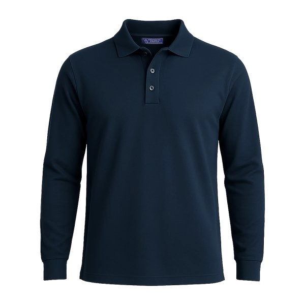 Polo piqué di cotone 100% 180 g/m2, manica lunga, tinta unita