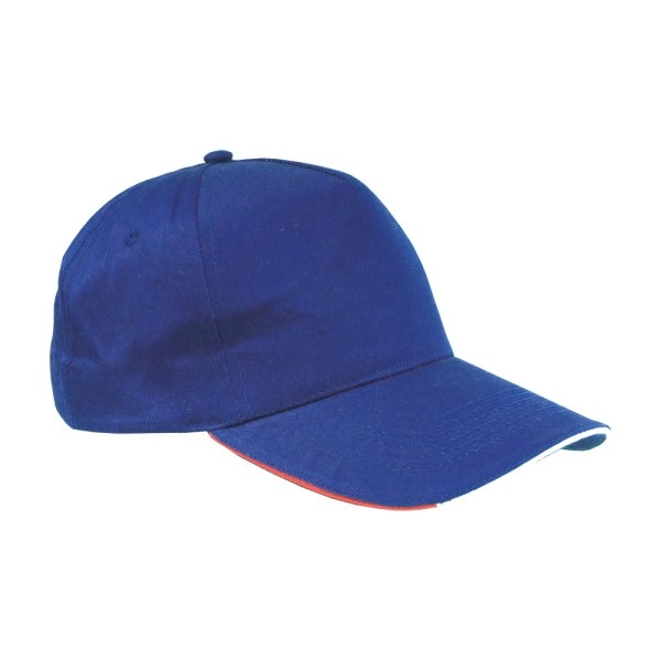 Cappellino in cotone, 5 pannelli con profilo e ricamo tricolore