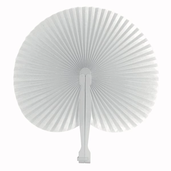 Immagine Ventaglio in carta colorata con manico in plastica bianca, lunghezza cm 26