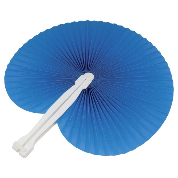 Ventaglio in carta colorata con manico in plastica bianca, lunghezza cm 26