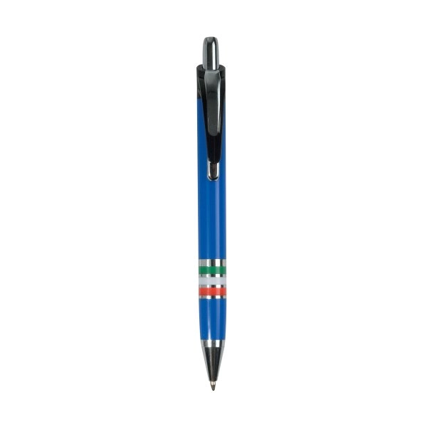 Penna a scatto in plastica con impugnatura tricolore (Italia, Francia, Spagna)
