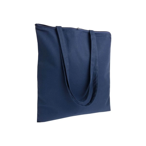 Shopper in cotone 220 g/m2, manici lunghi e chiusura con zip