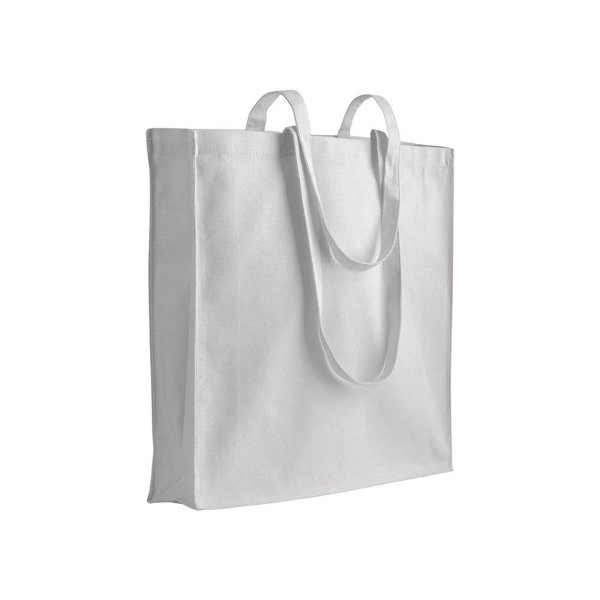 Immagine Shopper con soffietto in cotone 220 g/m2, manici lunghi e chiusura con zip