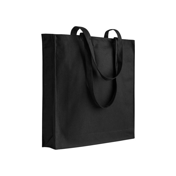 Immagine Shopper con soffietto in cotone 220 g/m2, manici lunghi e chiusura con zip