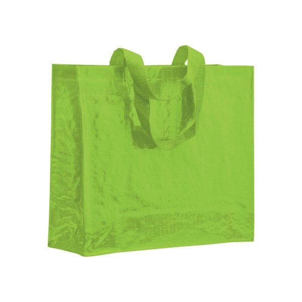 Shopper con soffietto in PP laminato 120 g/m2, manici lunghi a nastro