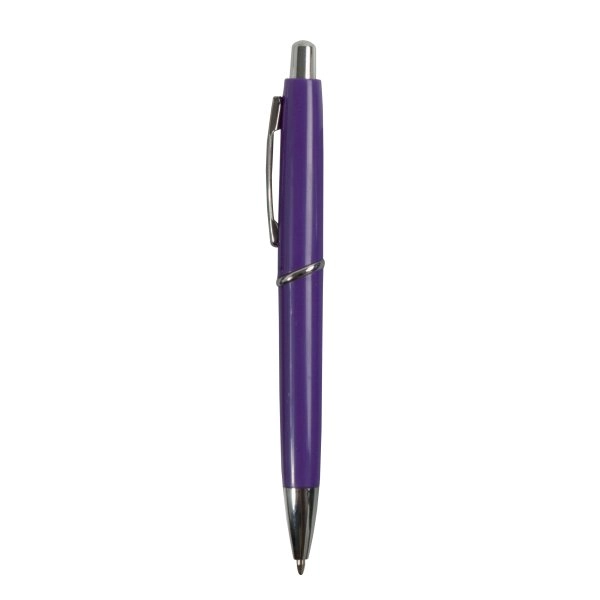 Immagine Penna a scatto in plastica ABS, fusto colorato e clip in metallo, refill jumbo