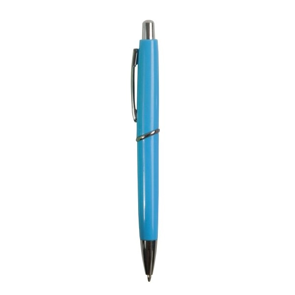 Immagine Penna a scatto in plastica ABS, fusto colorato e clip in metallo, refill jumbo
