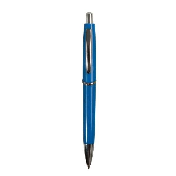 Penna a scatto in plastica ABS, fusto colorato e clip in metallo, refill jumbo