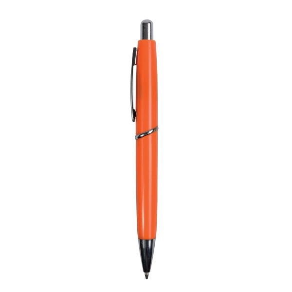 Immagine Penna a scatto in plastica ABS, fusto colorato e clip in metallo, refill jumbo