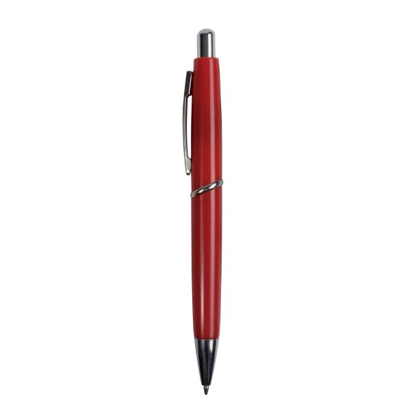 Immagine Penna a scatto in plastica ABS, fusto colorato e clip in metallo, refill jumbo
