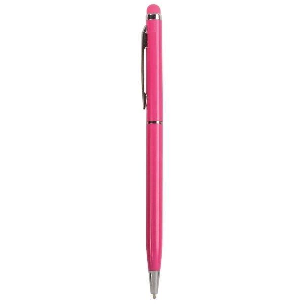 Immagine Penna twist con fusto e clip in metallo, con gommino per toch screen in tinta