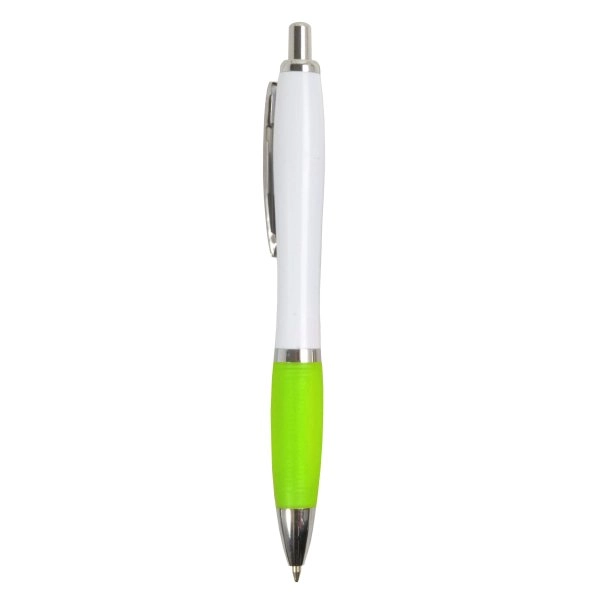 Immagine Penna a scatto in plastica ABS, con fusto bianco, impugnatura colorata gommata