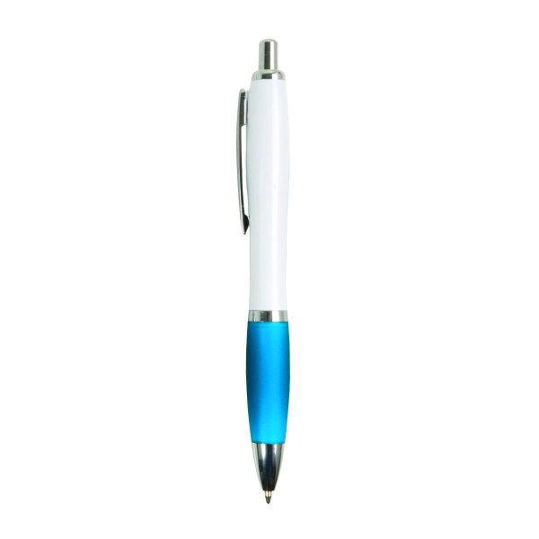 Immagine Penna a scatto in plastica ABS, con fusto bianco, impugnatura colorata gommata