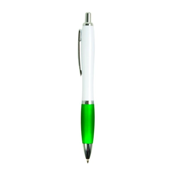 Immagine Penna a scatto in plastica ABS, con fusto bianco, impugnatura colorata gommata
