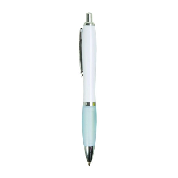 Immagine Penna a scatto in plastica ABS, con fusto bianco, impugnatura colorata gommata