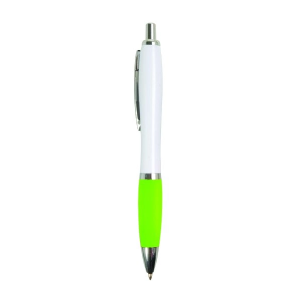 Immagine Penna a scatto in plastica ABS, con fusto bianco, impugnatura colorata gommata