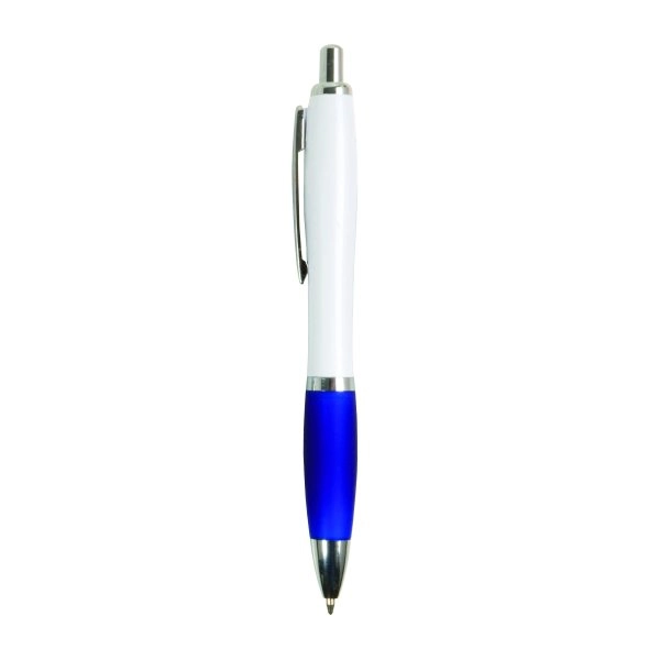 Immagine Penna a scatto in plastica ABS, con fusto bianco, impugnatura colorata gommata