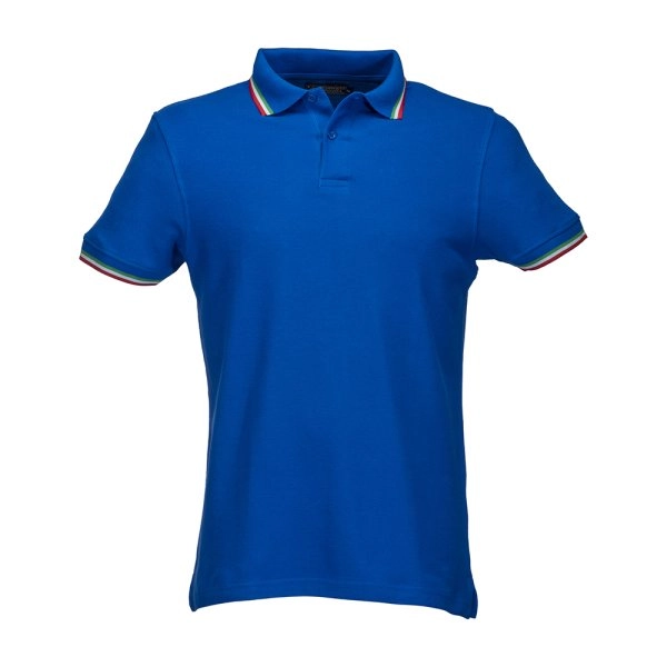 Polo piqué di cotone 100% 180 g/m2, manica corta, bordi in tricolore