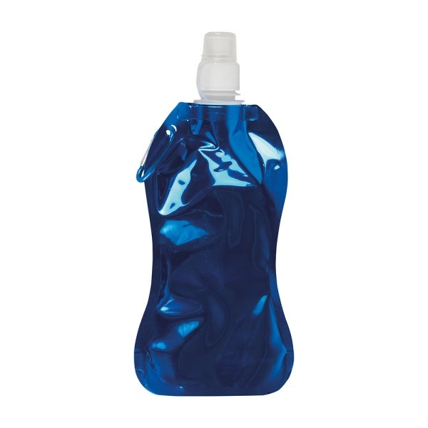 Borraccia in PE/PET BPA free ripiegabile (480ml), con moschettone