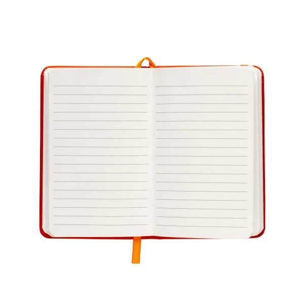 Immagine Quaderno in PU con elastico colorato, fogli a righe (80 pag.), segnalibro in raso