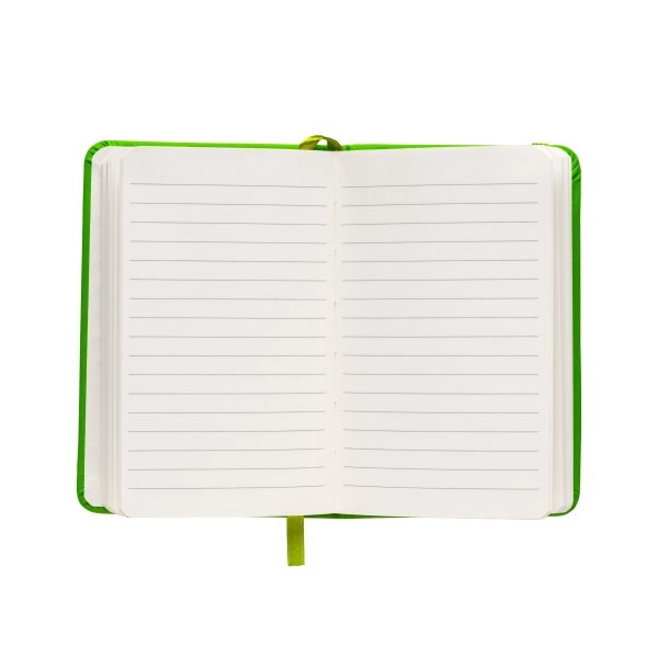 Immagine Quaderno in PU con elastico colorato, fogli a righe (80 pag.), segnalibro in raso